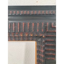 ANTICA CORNICE GUILLOCHE EPOCA 800 LEGNO EBANIZZATO SCOLPITO RADICA NOCE 72X62CM