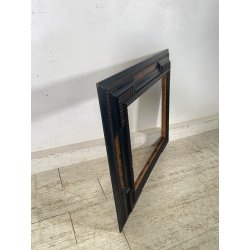 ANTICA CORNICE GUILLOCHE EPOCA 800 LEGNO EBANIZZATO SCOLPITO RADICA NOCE 72X62CM