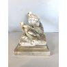 ANTICA SCULTURA ALABASTRO ANIMALIER ART DECO QUAGLIE PERNICI UCCELLI 16 cm/h