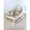 ANTICA SCULTURA ALABASTRO ANIMALIER ART DECO QUAGLIE PERNICI UCCELLI 16 cm/h