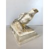 ANTICA SCULTURA ALABASTRO ANIMALIER ART DECO QUAGLIE PERNICI UCCELLI 16 cm/h