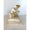 ANTICA SCULTURA ALABASTRO ANIMALIER ART DECO QUAGLIE PERNICI UCCELLI 16 cm/h