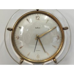 ANTICO OROLOGIO TAVOLO Déco ITALORA anni 50 OTTONE DORATO LUCITE Sveglia CLOCK