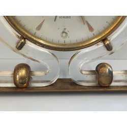 ANTICO OROLOGIO TAVOLO Déco ITALORA anni 50 OTTONE DORATO LUCITE Sveglia CLOCK