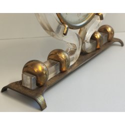 ANTICO OROLOGIO TAVOLO Déco ITALORA anni 50 OTTONE DORATO LUCITE Sveglia CLOCK