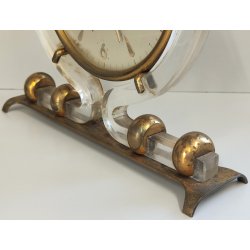 ANTICO OROLOGIO TAVOLO Déco ITALORA anni 50 OTTONE DORATO LUCITE Sveglia CLOCK