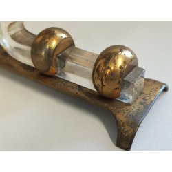 ANTICO OROLOGIO TAVOLO Déco ITALORA anni 50 OTTONE DORATO LUCITE Sveglia CLOCK