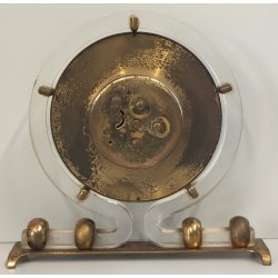 ANTICO OROLOGIO TAVOLO Déco ITALORA anni 50 OTTONE DORATO LUCITE Sveglia CLOCK