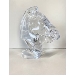 GRANDE SCULTURA CRISTALLO Sevres FRANCE CRYSTAL HORSE HEAD SCULPTURE  H28cm