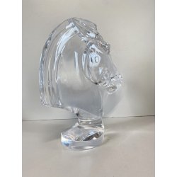 GRANDE SCULTURA CRISTALLO Sevres FRANCE CRYSTAL HORSE HEAD SCULPTURE  H28cm