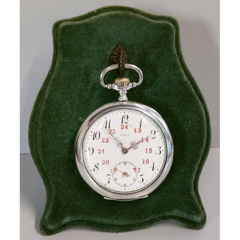 ANTICO OROLOGIO TASCA Omega ARGENTO 800 epoca ANNI 20 OLD POCKET WATCH montre