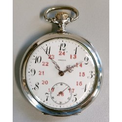ANTICO OROLOGIO TASCA Omega ARGENTO 800 epoca ANNI 20 OLD POCKET WATCH montre