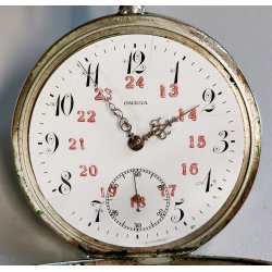 ANTICO OROLOGIO TASCA Omega ARGENTO 800 epoca ANNI 20 OLD POCKET WATCH montre