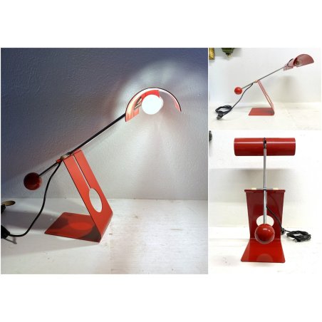 LAMPADA TAVOLO Picchio Rosso DESIGN Paolo Martini FUNZIONANTE 55cm/h '70s