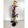 SCULTURA CLOWN MUSICISTA PAGLIACCIO VETRO MURANO SOMMERSO VINTAGE ANNI '60 H30cm