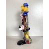 SCULTURA CLOWN MUSICISTA PAGLIACCIO VETRO MURANO SOMMERSO VINTAGE ANNI '60 H30cm