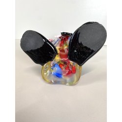 SCULTURA CLOWN MUSICISTA PAGLIACCIO VETRO MURANO SOMMERSO VINTAGE ANNI '60 H30cm