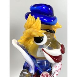 SCULTURA CLOWN MUSICISTA PAGLIACCIO VETRO MURANO SOMMERSO VINTAGE ANNI '60 H30cm