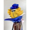 SCULTURA CLOWN MUSICISTA PAGLIACCIO VETRO MURANO SOMMERSO VINTAGE ANNI '60 H30cm