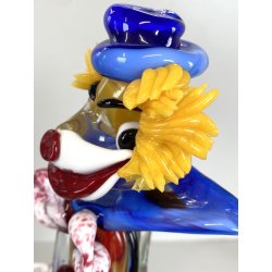SCULTURA CLOWN MUSICISTA PAGLIACCIO VETRO MURANO SOMMERSO VINTAGE ANNI '60 H30cm