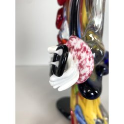 SCULTURA CLOWN MUSICISTA PAGLIACCIO VETRO MURANO SOMMERSO VINTAGE ANNI '60 H30cm