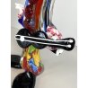 SCULTURA CLOWN MUSICISTA PAGLIACCIO VETRO MURANO SOMMERSO VINTAGE ANNI '60 H30cm