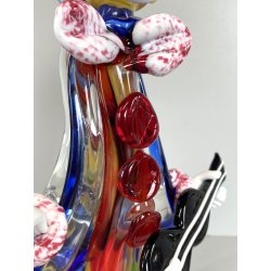 SCULTURA CLOWN MUSICISTA PAGLIACCIO VETRO MURANO SOMMERSO VINTAGE ANNI '60 H30cm