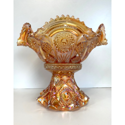 ANTICA ALZATA con COPPA VETRO AMBRATO IRIDESCENTE CARNIVAL GLASS Imperial Glass