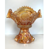 ANTICA ALZATA con COPPA VETRO AMBRATO IRIDESCENTE CARNIVAL GLASS Imperial Glass
