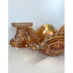 ANTICA ALZATA con COPPA VETRO AMBRATO IRIDESCENTE CARNIVAL GLASS Imperial Glass