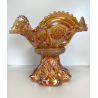 ANTICA ALZATA con COPPA VETRO AMBRATO IRIDESCENTE CARNIVAL GLASS Imperial Glass