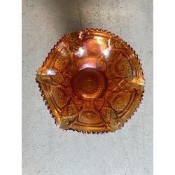 ANTICA ALZATA con COPPA VETRO AMBRATO IRIDESCENTE CARNIVAL GLASS Imperial Glass