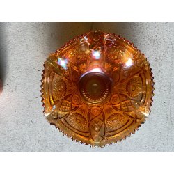 ANTICA ALZATA con COPPA VETRO AMBRATO IRIDESCENTE CARNIVAL GLASS Imperial Glass