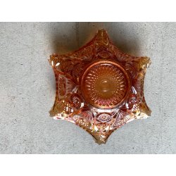 ANTICA ALZATA con COPPA VETRO AMBRATO IRIDESCENTE CARNIVAL GLASS Imperial Glass