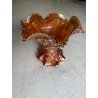 ANTICA ALZATA con COPPA VETRO AMBRATO IRIDESCENTE CARNIVAL GLASS Imperial Glass