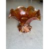 ANTICA ALZATA con COPPA VETRO AMBRATO IRIDESCENTE CARNIVAL GLASS Imperial Glass