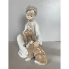 STATUINA PORCELLANA LLADRO' FIGURE BOY WHITH DOG M  7 33 ORIGINALE ANNI '70