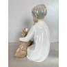 STATUINA PORCELLANA LLADRO' FIGURE BOY WHITH DOG M  7 33 ORIGINALE ANNI '70