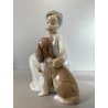 STATUINA PORCELLANA LLADRO' FIGURE BOY WHITH DOG M  7 33 ORIGINALE ANNI '70
