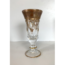 CALICE FLUTE CRISTALLO TRASPARENTE DECORO CLASSICO INCISO BORDATURA ORO 19cm/h