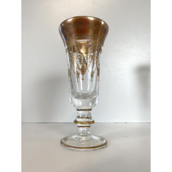 CALICE FLUTE CRISTALLO TRASPARENTE DECORO CLASSICO INCISO BORDATURA ORO 19cm/h