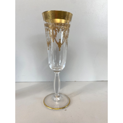 CALICE FLUTE CRISTALLO TRASPARENTE DECORO CLASSICO INCISO BORDATURA ORO 20,5cm/h