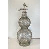 ANTICO SIFONE SELTZ BAR SELTZOGENE DOUBLE BOULE VETRO RETATO INTEGRO ART NOUVEAU