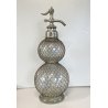 ANTICO SIFONE SELTZ BAR SELTZOGENE DOUBLE BOULE VETRO RETATO INTEGRO ART NOUVEAU