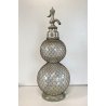 ANTICO SIFONE SELTZ BAR SELTZOGENE DOUBLE BOULE VETRO RETATO INTEGRO ART NOUVEAU