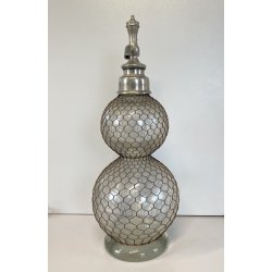 ANTICO SIFONE SELTZ BAR SELTZOGENE DOUBLE BOULE VETRO RETATO INTEGRO ART NOUVEAU