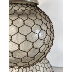 ANTICO SIFONE SELTZ BAR SELTZOGENE DOUBLE BOULE VETRO RETATO INTEGRO ART NOUVEAU