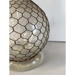 ANTICO SIFONE SELTZ BAR SELTZOGENE DOUBLE BOULE VETRO RETATO INTEGRO ART NOUVEAU