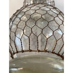 ANTICO SIFONE SELTZ BAR SELTZOGENE DOUBLE BOULE VETRO RETATO INTEGRO ART NOUVEAU