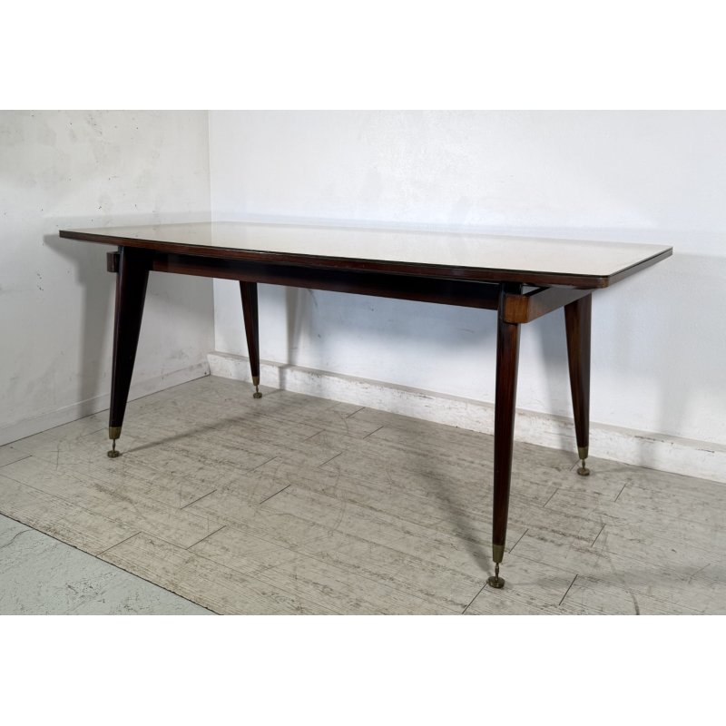 TAVOLO PRANZO DESIGN Sergio Cobolli Gigli ANNI 50 PERMANENTE CANTÙ VETRO LEGNO